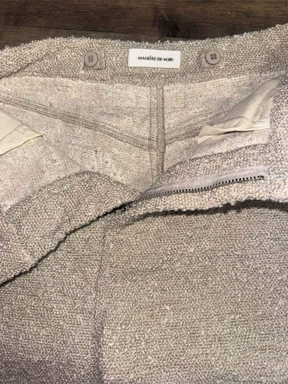 Manière De Voir Bouclé Wide Leg Trousers Cream Tweed Old Money UK 6 US 2 - Picture 4 of 10